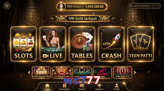 Main screen of Wc777 casino page for PK players
